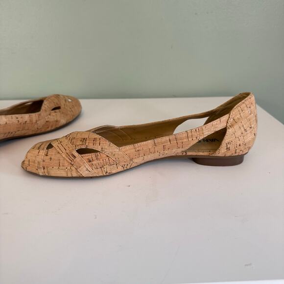 Van Eli Women 11.5 Brown Natural Cork Peep Toe Flat Slip On Casual Cutout Sandal - Picture 5 of 12